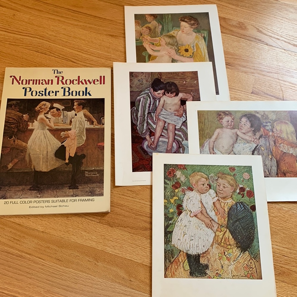 The Norman Rockwell Poster Book 1976, 1977 and four vintage pictures